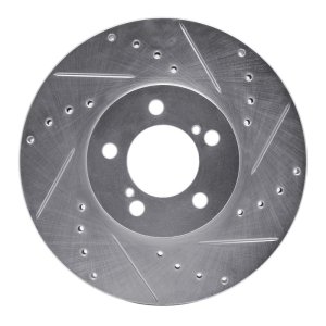 Ford Taurus SHO Brake Rotor (1) - Front Right - R1 Concepts - Drilled & Slotted - Silver - `93-`07